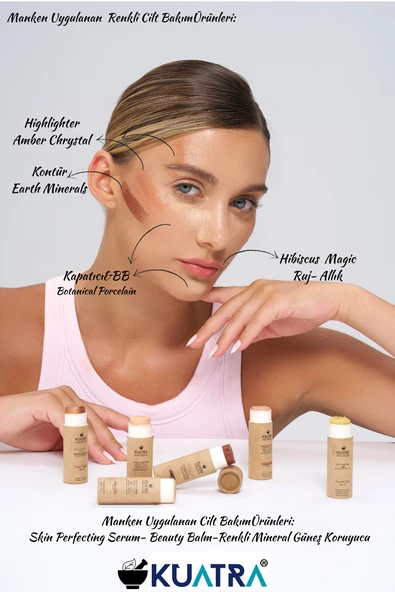 Kuatra Amber Crystal – Doğal Bakır Işıltı Highlighter Stick | Nemlendirici & Antioksidan | Plastiksiz Ambalaj - 4