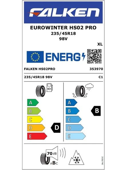 FALKEN 235/45R18 98V XL EUROWINTER HS02 PRO 2025 ÜRETİM KIŞ LASTİĞİ - Resim 2