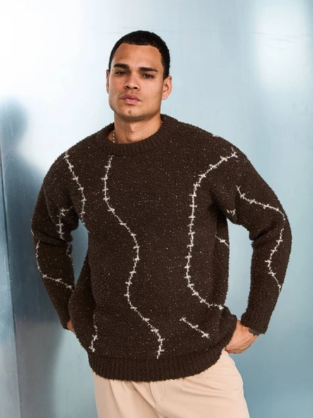 Premium Tel Örgü Desenli Oversize Kalın Kazak