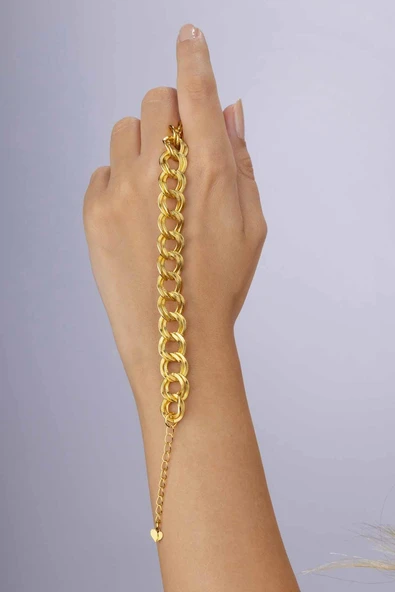 Gümüş Pazarım Altın Kaplama Saman Yolu Kadın Çelik Bileklik - Resim 3