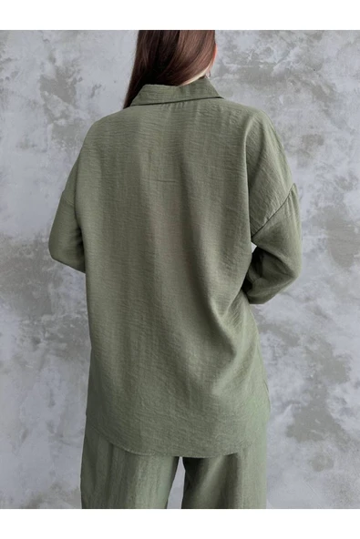 MY DEPO Kadın Gömlek&pantolon Keten Takım - 3