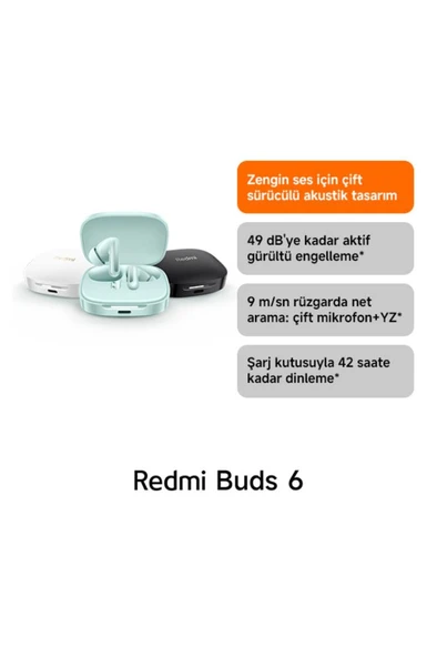 Redmi Buds 6 - Beyaz Kulakiçi Kulaklık TWS (Xiaomi Türkiye Garantili) - Resim 2