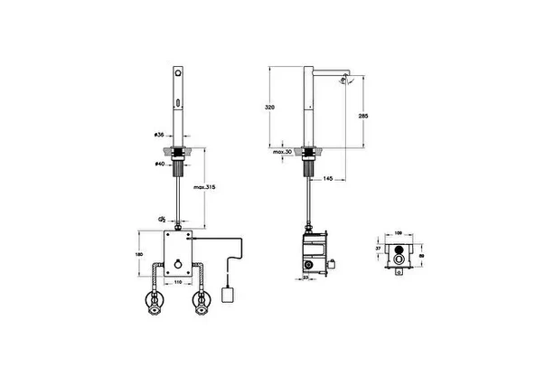 Vitra Origin Fotoselli Tezgah Üstü Lavabo Bataryası (Çift Su girişli, Elektrikli), Soft Bakır, A4722129 - 2