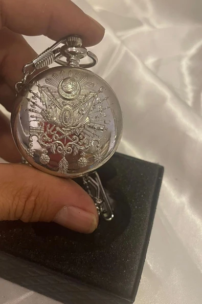 Gümüş Saat Köstekli Saat Tuğra Kabartmalı Pilli ürün görseli