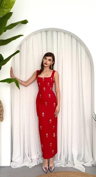 Ners Taş Detaylı Elbise - Resim 4