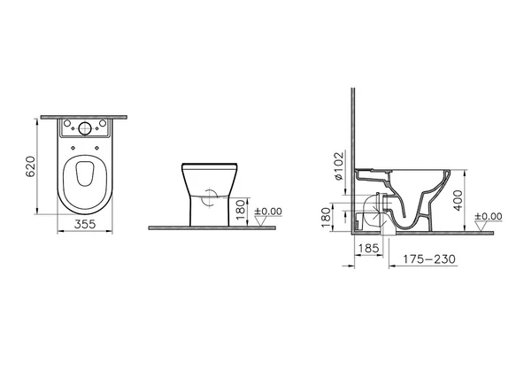 Vitra Klozet, İntegra Rim-Ex, Duvara Tam Dayalı, Beyaz ( Taharet Borusuz ) 7043B003-0585 - 4