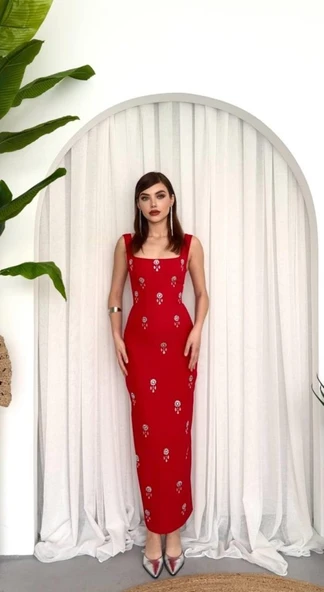 Ners Taş Detaylı Elbise - Resim 6