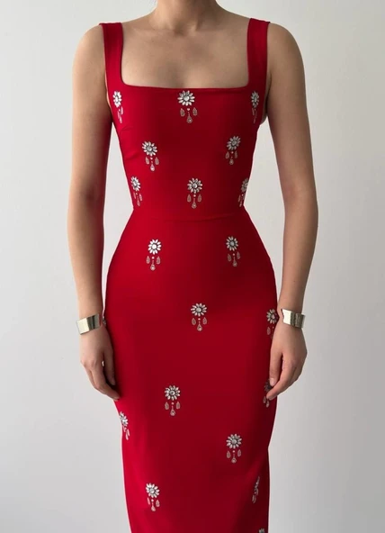 Ners Taş Detaylı Elbise - Resim 8