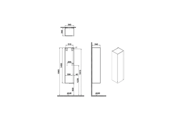 Vitra Nuo Boy Dolabı 35 cm Kapaklı Parlak Beyaz (D) 67698 - Resim 2