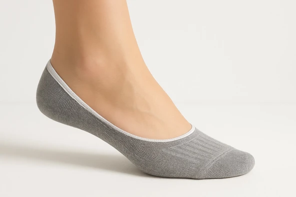 Plus Scorpion Kadın Babet Çorap 4’lü Karışık Renk – Pamuk & Polyester, Kaydırmaz Silikon - Resim 3