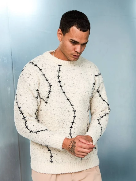 Premium Tel Örgü Desenli Oversize Kalın Kazak