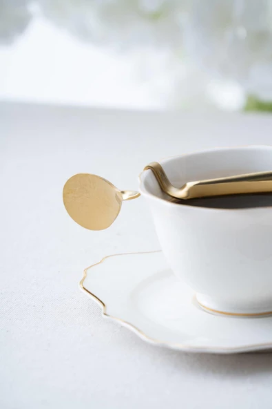 Acar YT-07694/150 Karat Moon 2 Adet Kavisli Çelik Kaşık - 16 cm - Resim 4