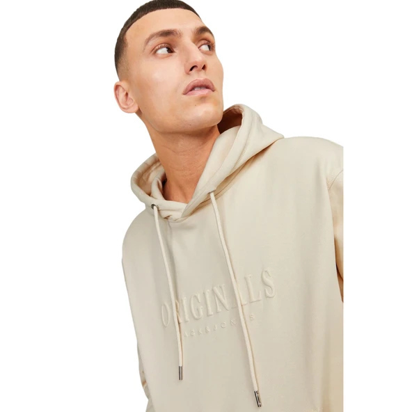 Erkek Kapüsonlu Gögüs Logo Baskili Sweatshirt - Resim 3