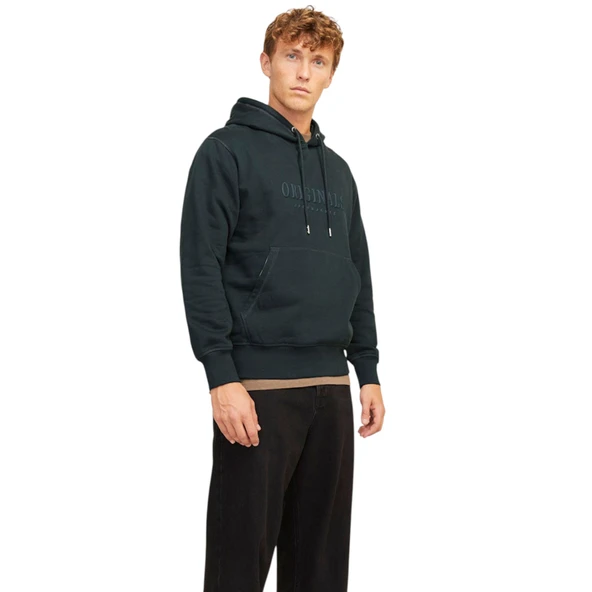 Erkek Kapüsonlu Gögüs Logo Baskili Sweatshirt - Resim 10