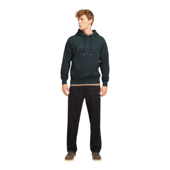 Erkek Kapüsonlu Gögüs Logo Baskili Sweatshirt - Resim 9