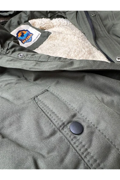 Slim Fit Çıkarılabilir Kapüşonlu Gabardin Uzun Parka Kaban - Resim 6