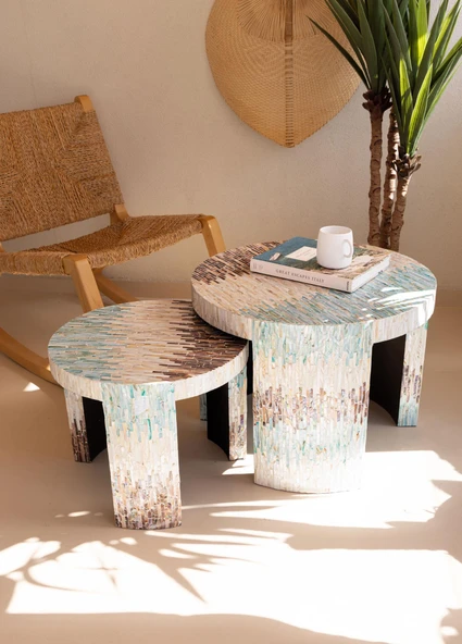 The Mia Sedef Tabure Yan Sehpa 66x48 cm TLC0119 - Resim 2