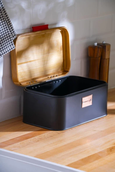 Acar WEL-07474/4 Sirius Bambu Kapaklı Ekmek Saklama Kutusu - 30 cm - Resim 2