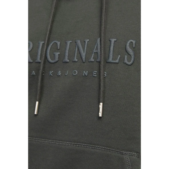 Erkek Kapüsonlu Gögüs Logo Baskili Sweatshirt - Resim 11