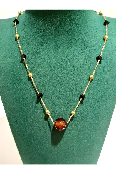 Monalisa Home Renkli  Lüks Figürlü Gösterişli Taş Kolye