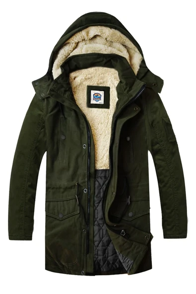 Slim Fit Çıkarılabilir Kapüşonlu Gabardin Uzun Parka Kaban ürün görseli 1