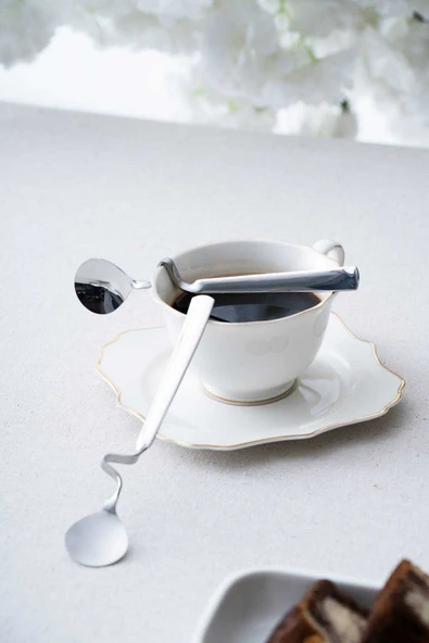 Acar YT-07693/150 Karat Moon 2 Adet Kavisli Çelik Kaşık - 16 cm - Resim 3