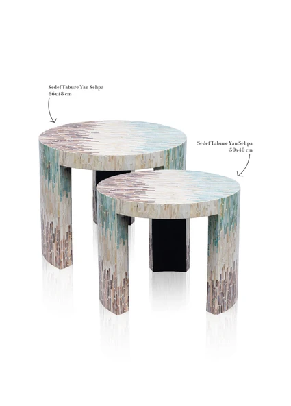 The Mia Sedef Tabure Yan Sehpa 66x48 cm TLC0119 - Resim 12