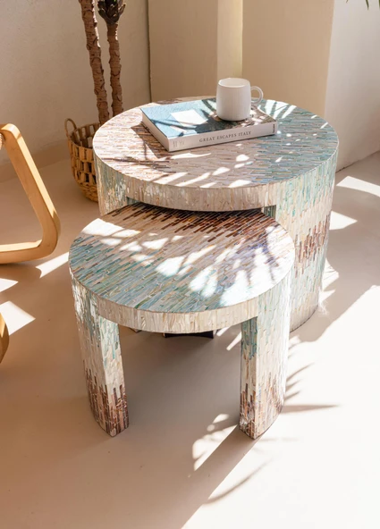 The Mia Sedef Tabure Yan Sehpa 66x48 cm TLC0119 - Resim 6