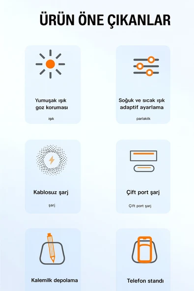 3’ü 1 Arada Kalemlik Masa Lambası + Kablosuz Şarj Aleti (15W) - 6