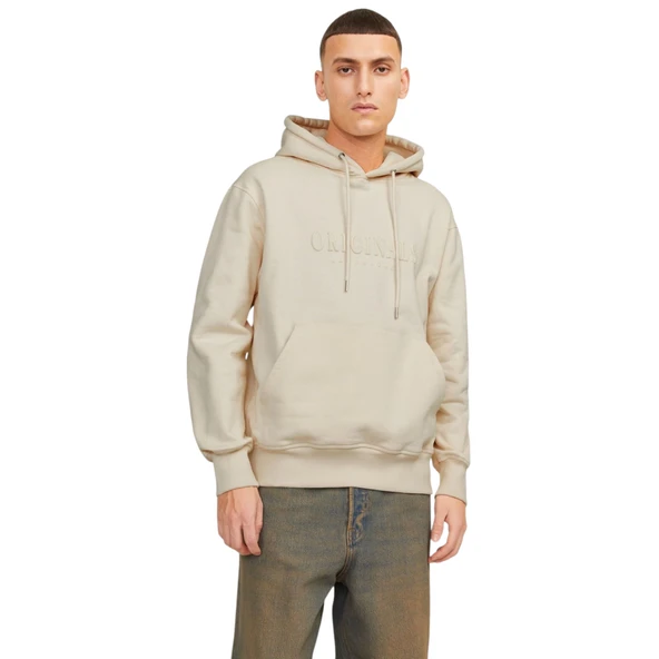 Erkek Kapüsonlu Gögüs Logo Baskili Sweatshirt - Resim 2