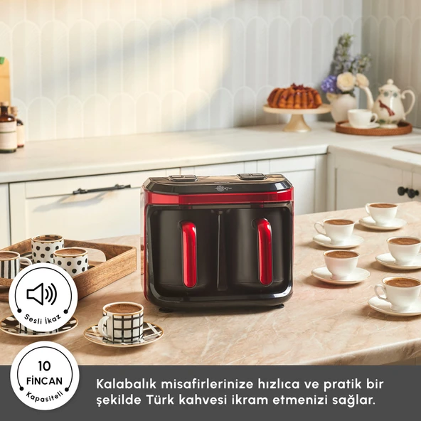 Karaca Hatır Hüp Düet Aroma İkili Türk Kahve Makinesi Imperial Red - Resim 2