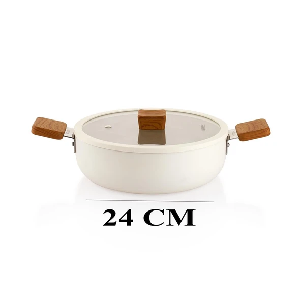 Schafer Ceramoni Seramik Tava 24 Cm – Krem - 2