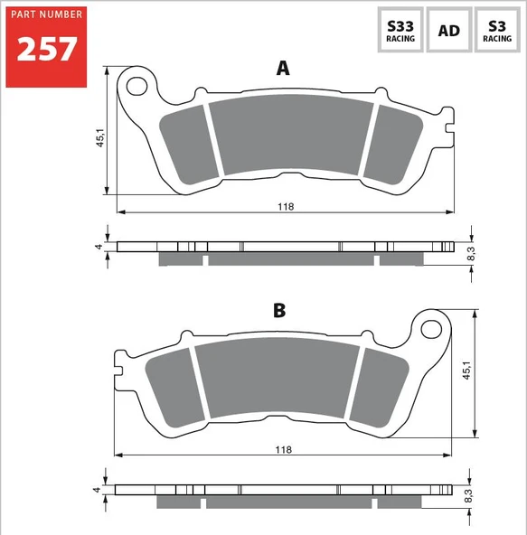 Honda NC 700 İntegra 2012+ Model Arka Fren Balatası 257