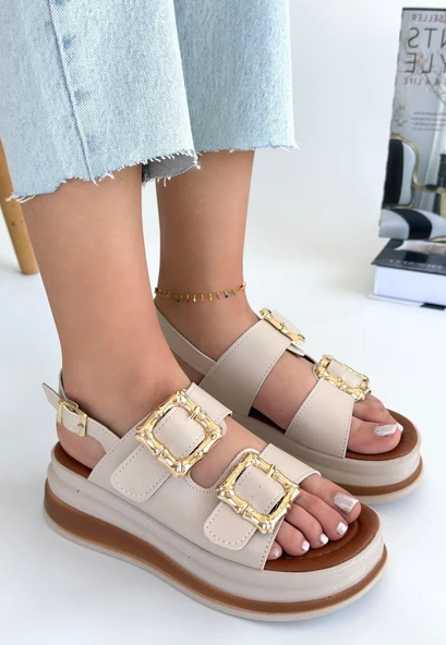 Stan Bej Cilt Sandalet - 2