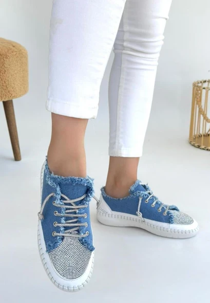Enber Mavi Kot Bağcıklı Spor Ayakkabı - 2