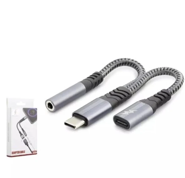 Hadron Gj-018 Type-C To 3.5Mm + Type-C F Kablo Car Şarj 100W Siyah ürün görseli