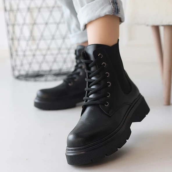 Daum Siyah Cilt Bağcıklı Bot - Resim 4