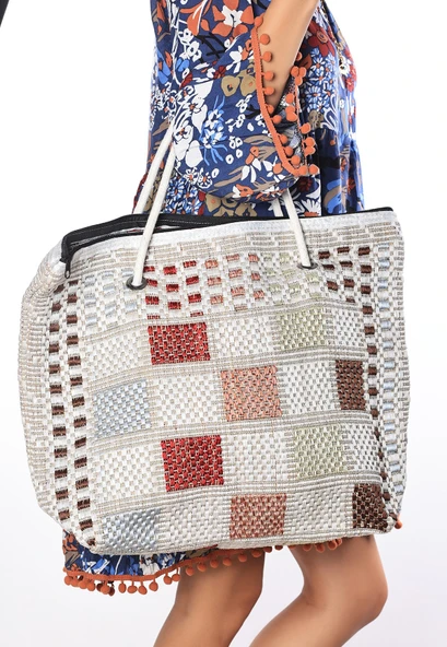 Ajda Renkli Plaj Çantası - Resim 3