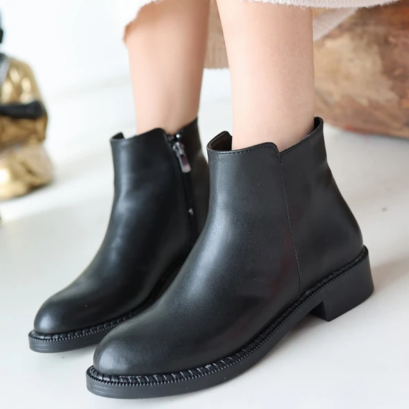 Moed Siyah Cilt Topuklu Bot - Resim 4