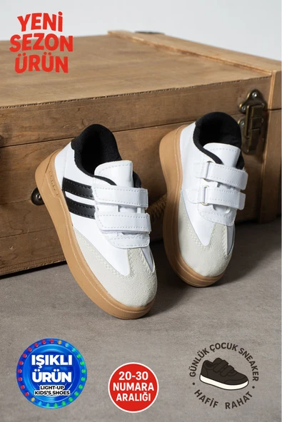 Albishoes Unisex Erkek - Kız - Çocuk Bebek Işıklı Cırtlı Okul Ayakkabısı Sneaker Çocuk Spor Ayakkabı