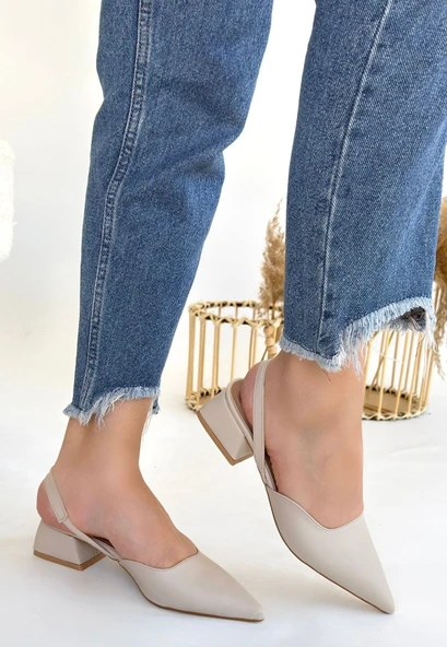 Jenti Bej Cilt Topuklu Ayakkabı - Resim 4