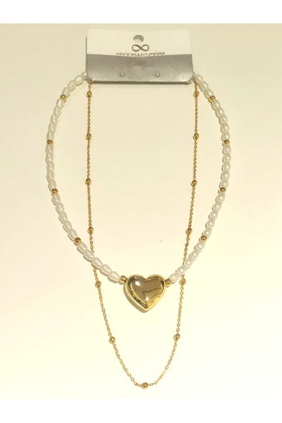 Monalisa Home Renkli Gold Renk Lüks Figürlü Gösterişli İncili  Kolye ürün görseli 1