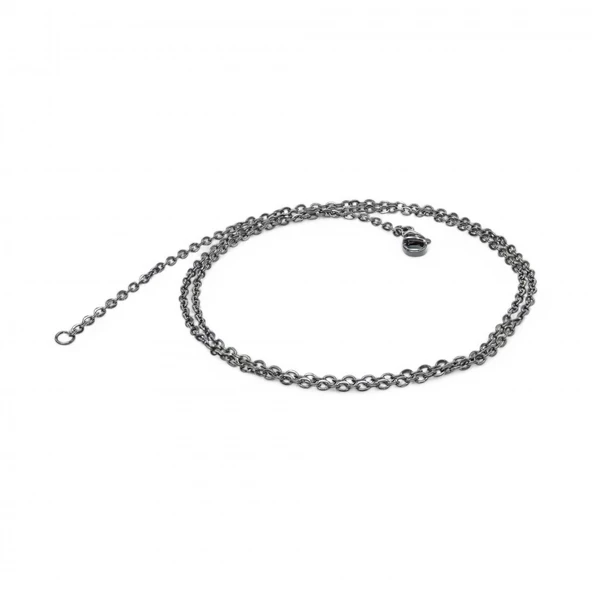 Minik Boy Siyah Çelik Zincir Kolye 0.5Mm 3183CEK005 - Resim 2