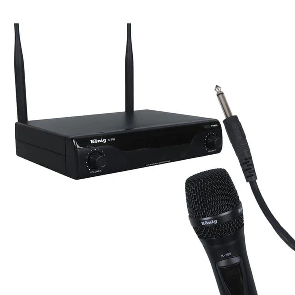 König K-700 E-E Profesyonel 663-694Mhz 2 El 2 Kanal Uhf 2x50 Kablosuz Telsiz Mikrofon
