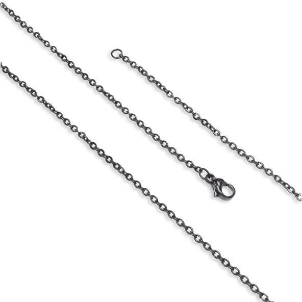 Minik Boy Siyah Çelik Zincir Kolye 0.5Mm 3183CEK005 ürün görseli 1