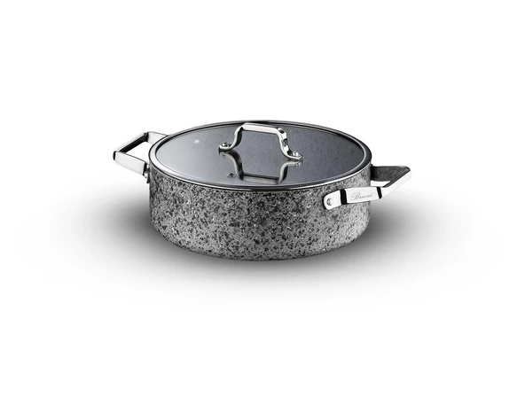 Stone-Age 24 cm Çizilmez Yanmaz Yapışmaz İndüksiyonlu Basık Tencere - Resim 2