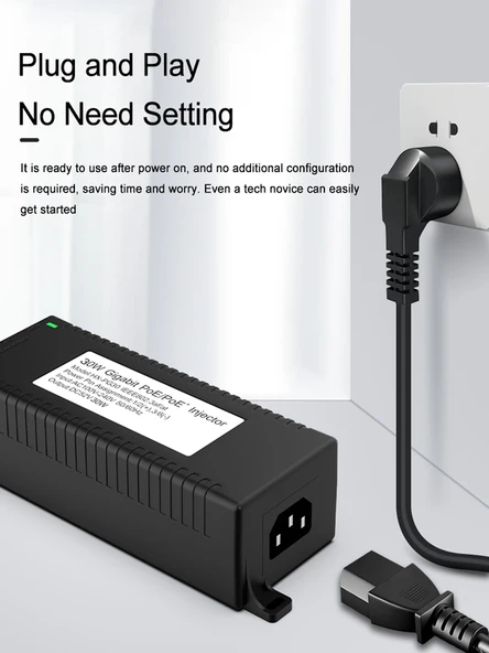 Anunnaki AN1030 Gigabit PoE Injector | 30W 1000Mbps IEEE802.3af/at IP Kamera Network Güç Adaptörü - 4
