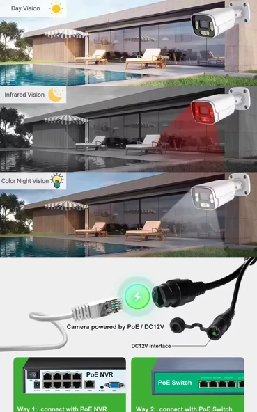 4mp IP Kamera Metal Kasa 3.6mm Ses Kayıt Gece Görüşü İç ve Dış Mekan Su Geçirmez Onvif - Resim 7