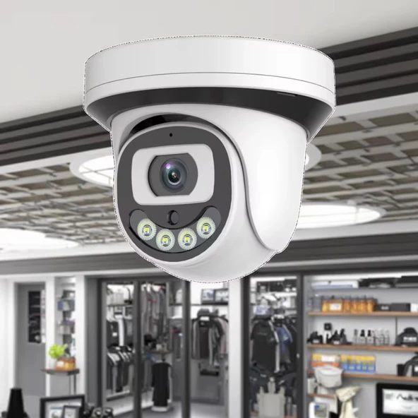 4Mp 4k Dome IP Kamera 2.8mm Geniş Açılı Gece Görüşlü Mikrofonlu Ses Kayıtlı Onvif Led Aydınlatmalı - Resim 4