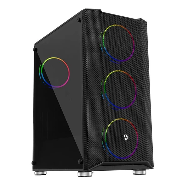FRISBY FC-9405G 650W 80+ 4X120MM DUAL RING RGB FAN USB 3.0 MİDİ TOWER SİYAH KASA ürün görseli 1